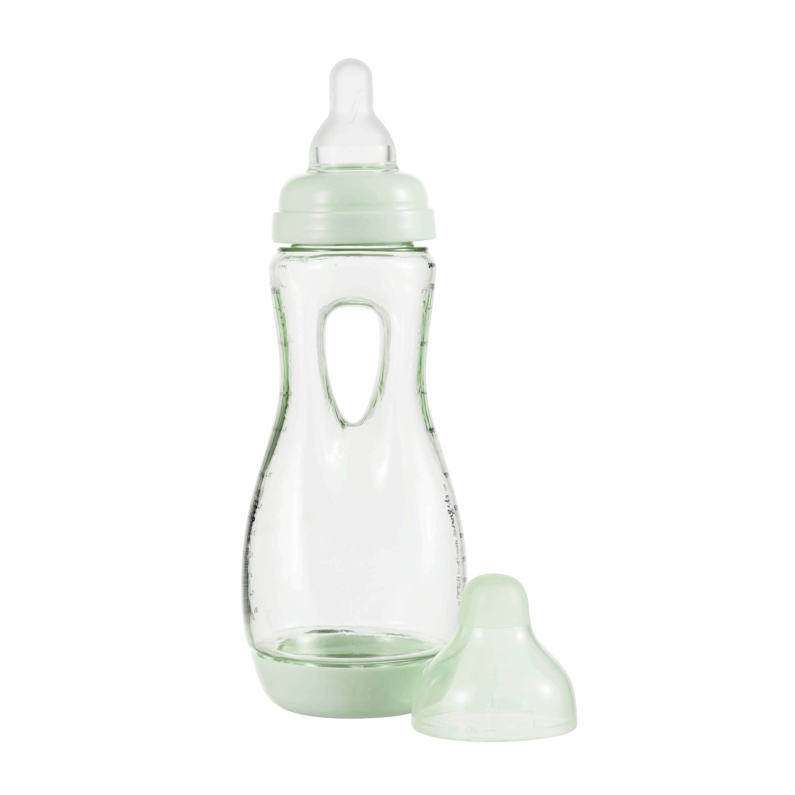 Difrax Easy Grip babyfles 240ml in Pistachio groen met handgreep voor eenvoudige grip en anti-colic systeem