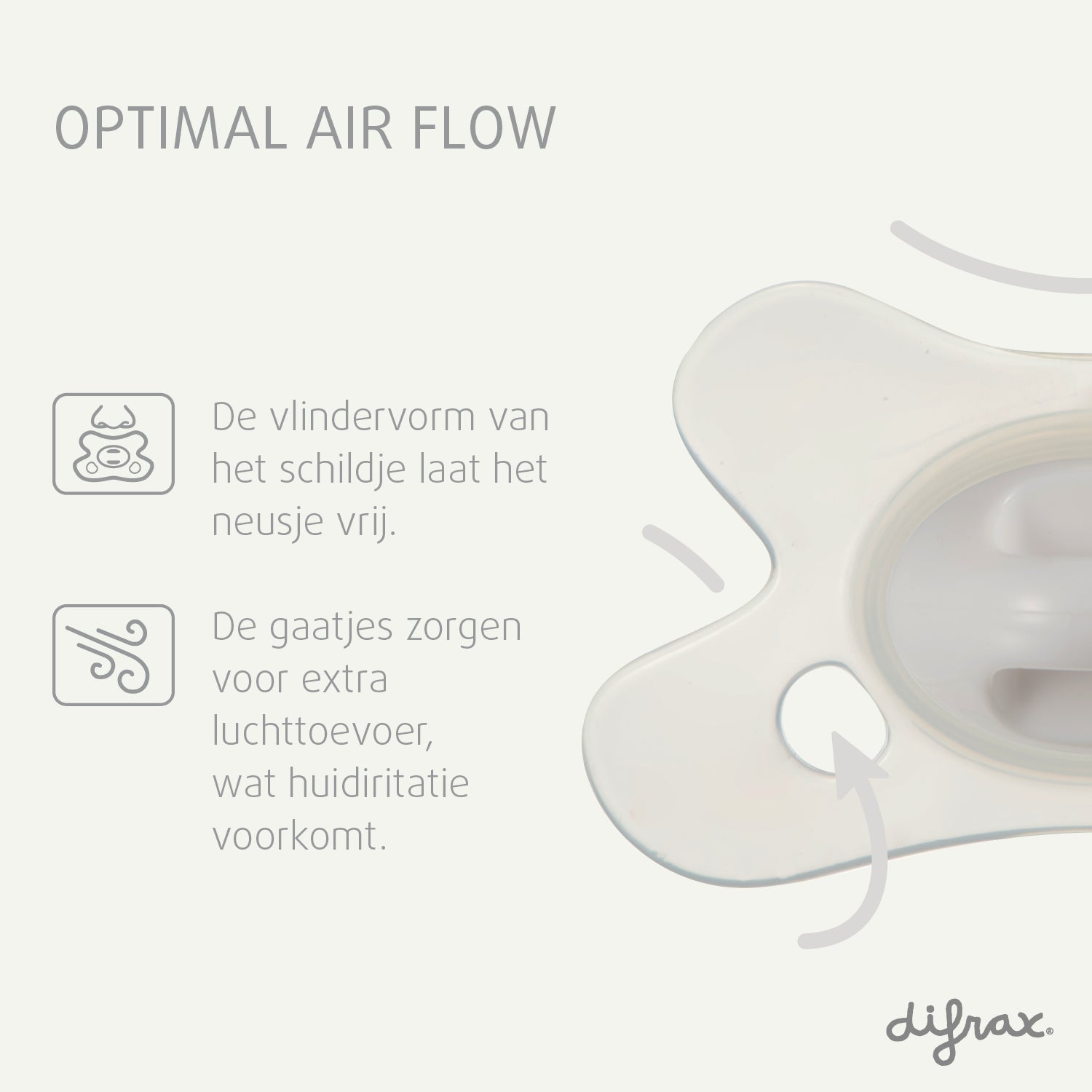 Difrax fopspeen vlindervorm schildje met optimale luchttoevoer - ventilatieopeningen voorkomen huidirritatie en laten neusje vrij