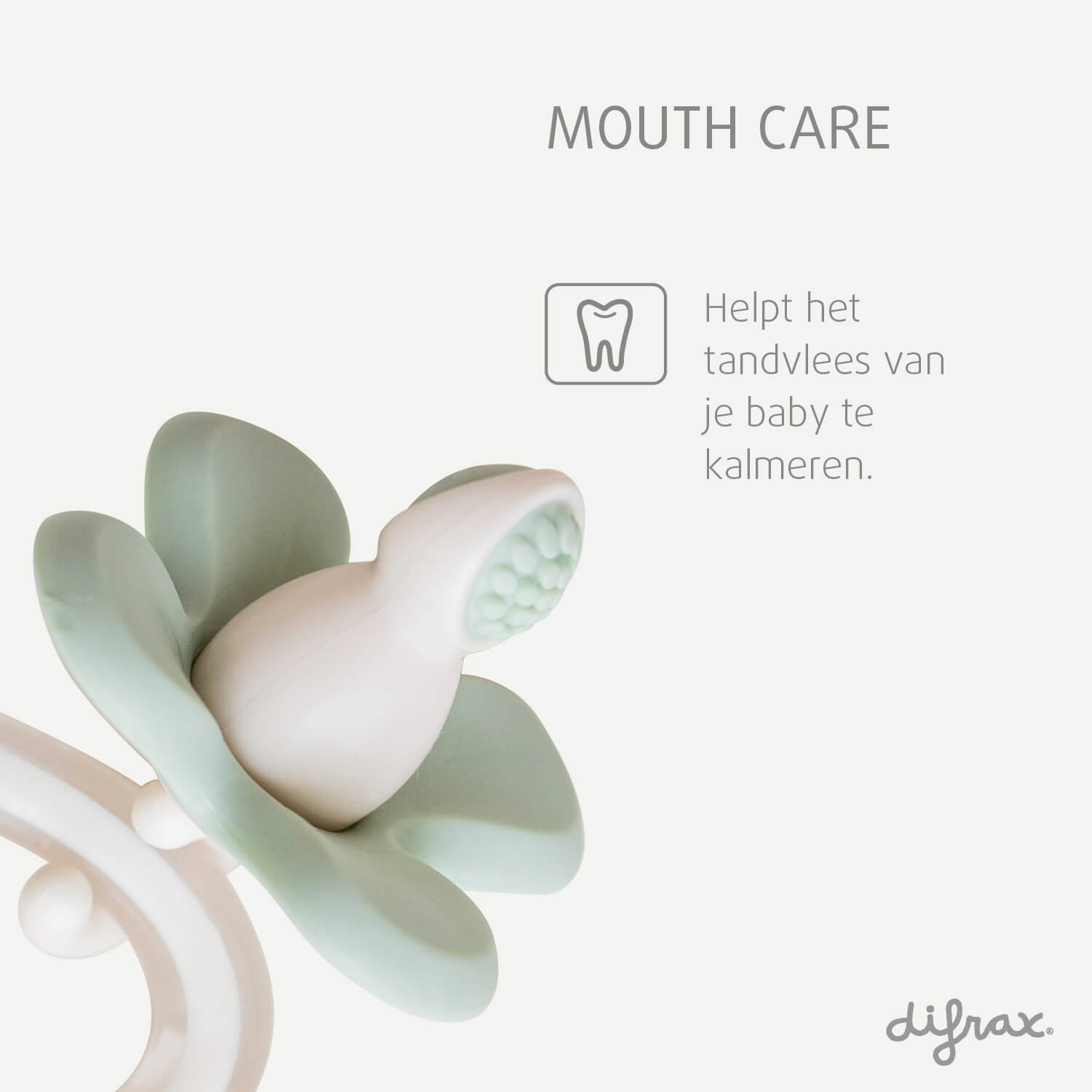 Bijtring pistachio met tandvlees uitleg