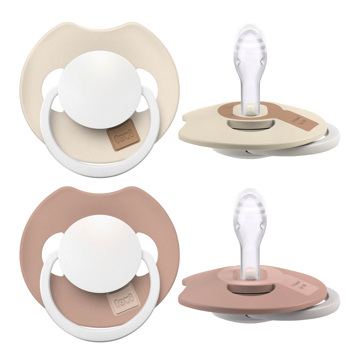 Difrax LOVI Prime Glow Dynamische fopspenen 0-6 maanden Nude en Blush