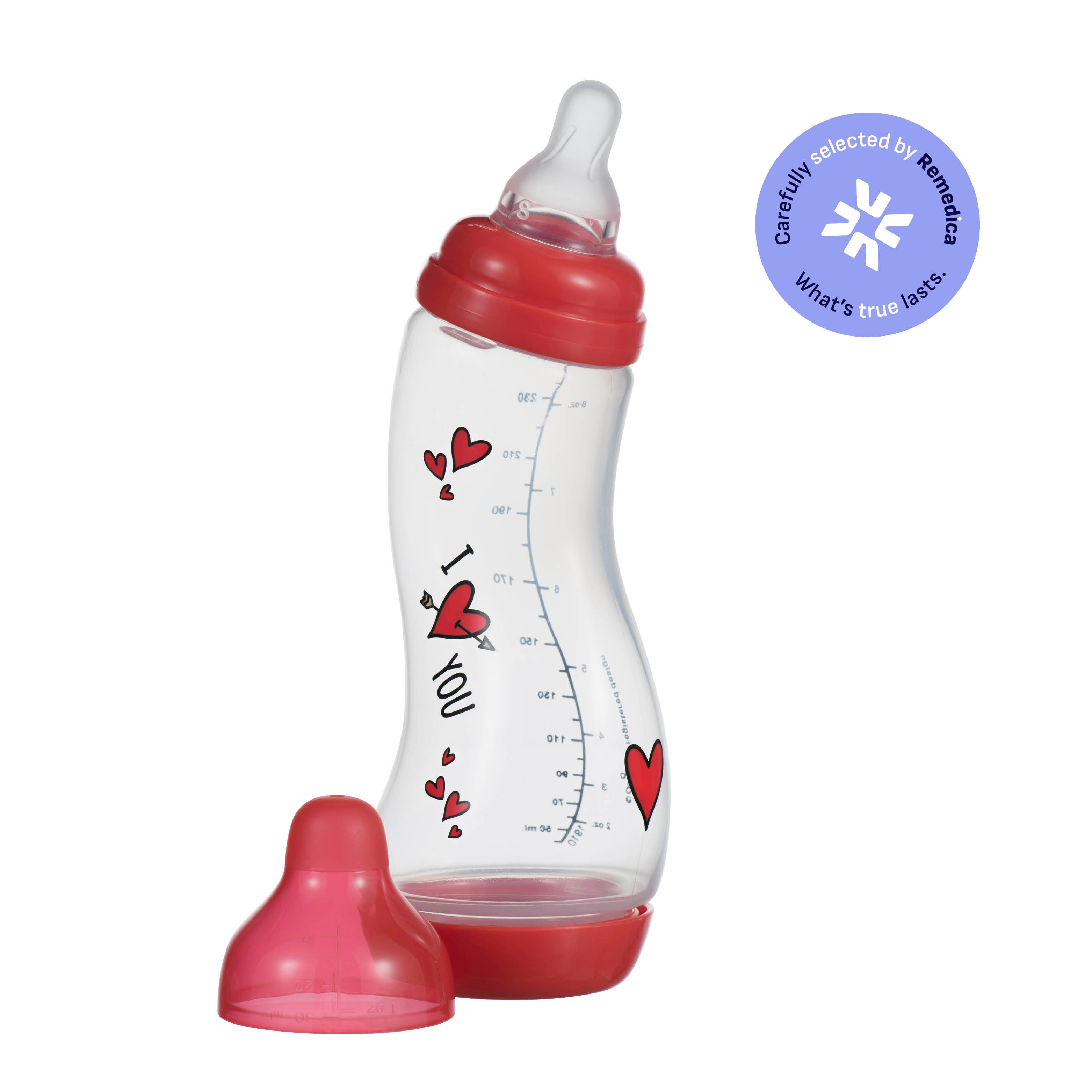 S-baby bottle Anti-Colic Natural - 250 ml - Red - I Love You