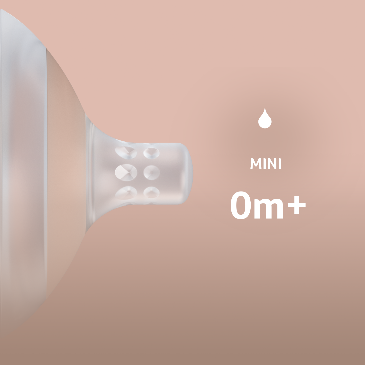 Close-up van de Difrax LOVI Mini speen (0m+) uit de Samen Groeien Set – zacht siliconen zuiggedeelte voor natuurlijk en comfortabel voeden.