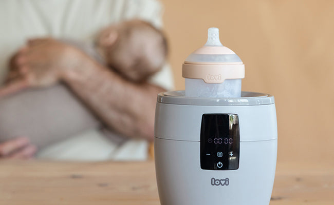 Flessenwarmer met Mammafeel fles van Difrax LOVI