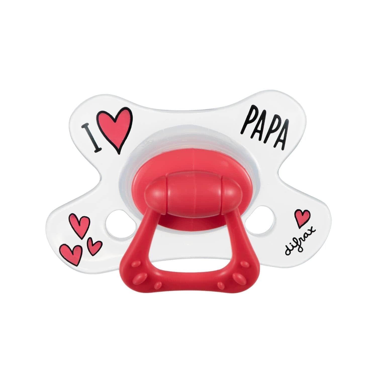 Difrax  Sucette Natural 12+ mois - I love Papa