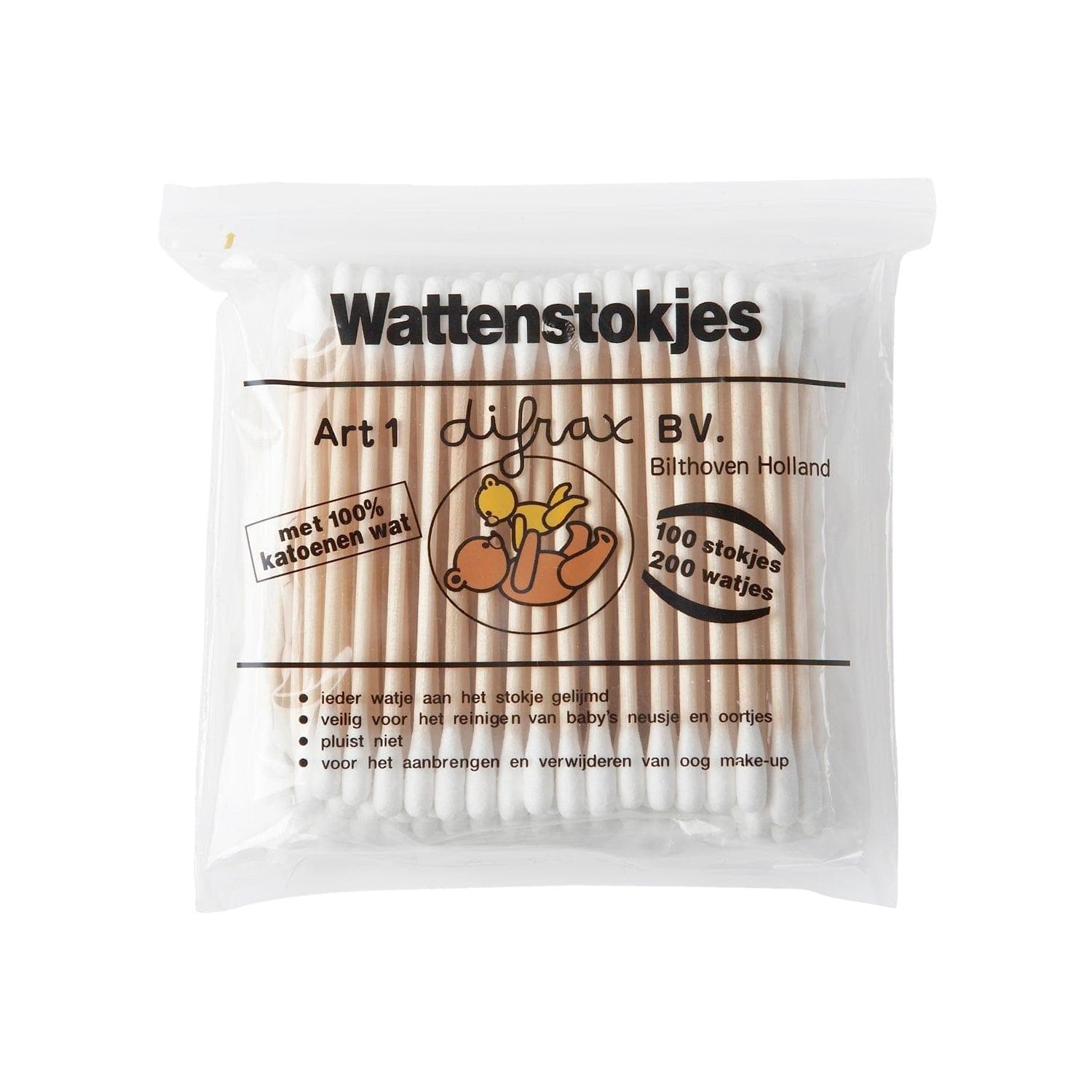 Cotons tiges - 100 % coton - bois - 100 pièces