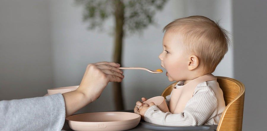 La mère nourrit le bébé avec le set repas Difrax LOVI