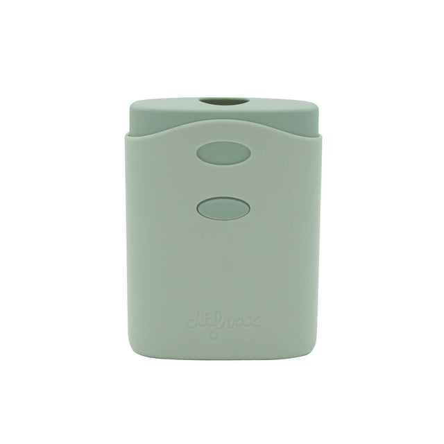 Difrax Pouchholder in mintgroen met ergonomische gripvlakken, verstelbaar systeem voor verschillende knijpzakformaten