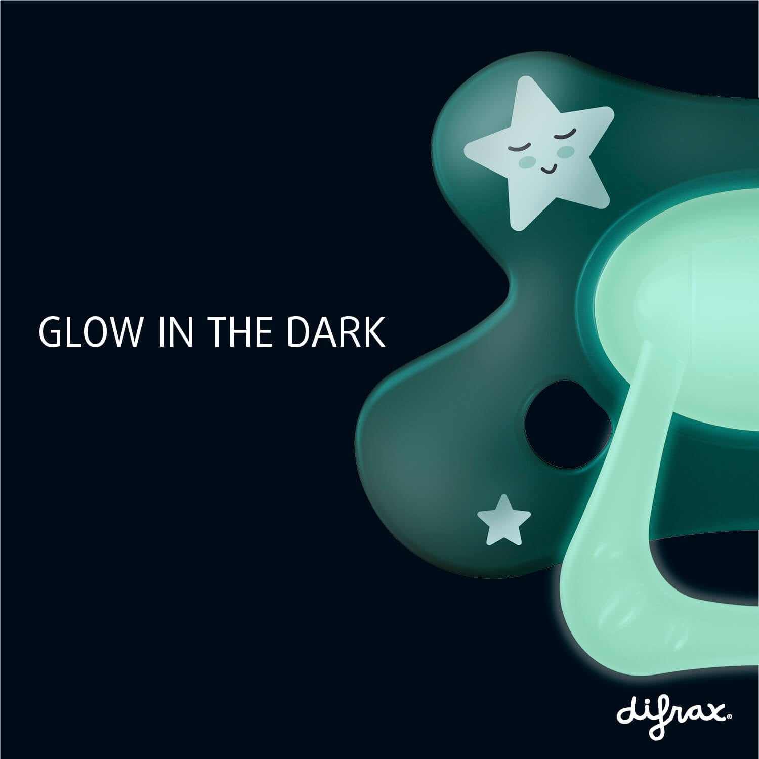 Difrax Glow in the dark fopspeen natural 12+ maanden in het donker
