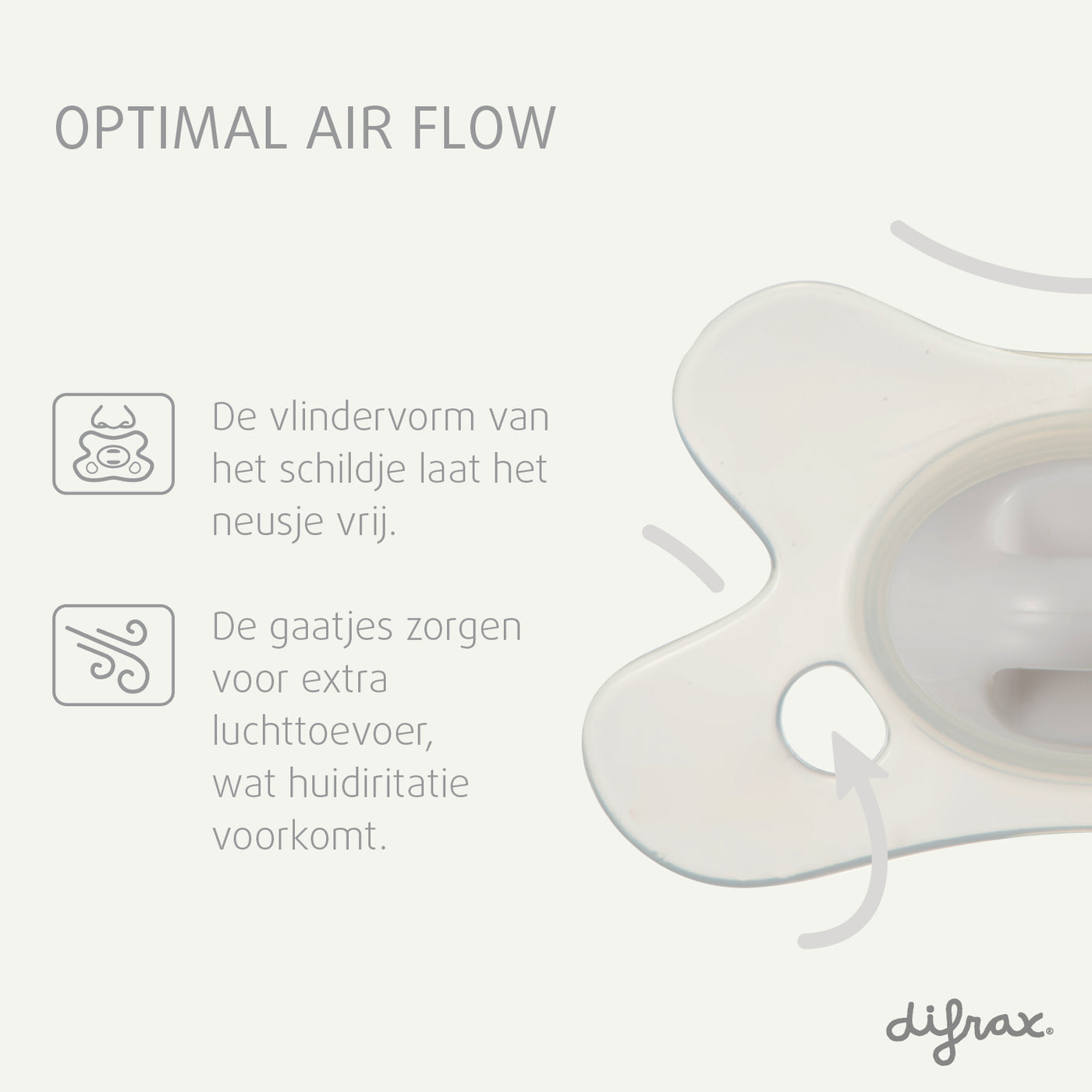 Difrax fopspeen vlindervorm schildje met optimale luchttoevoer - ventilatieopeningen voorkomen huidirritatie en laten neusje vrij