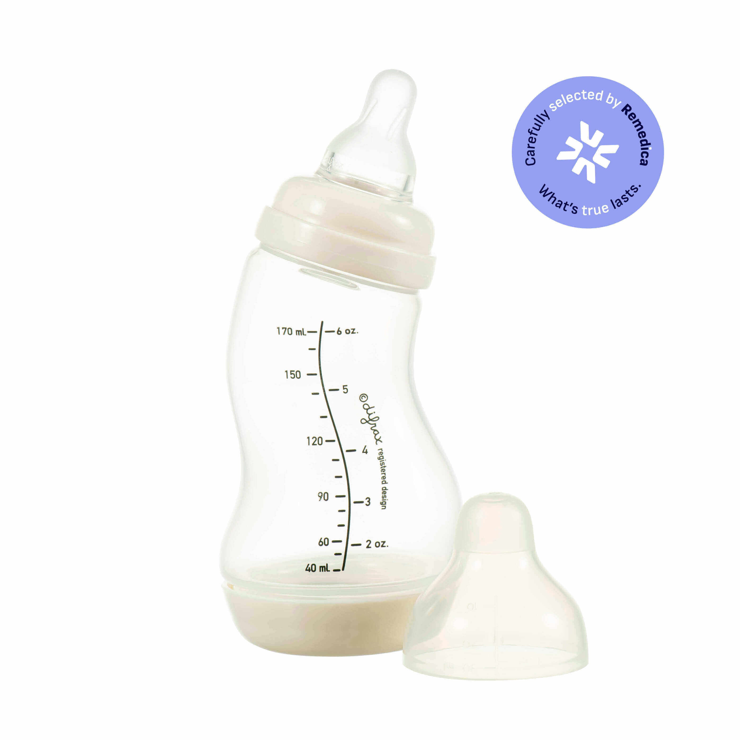 Difrax S-fles 170ml met Natural speen en extra speen – zorgvuldig geselecteerd door Remedica, anti-colic babyfles voor pasgeborenen