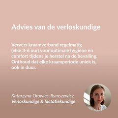 Advies van de verloskundige over kraamverband na de bevalling