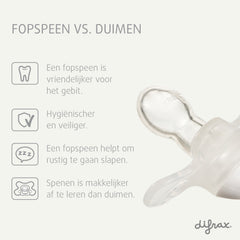 Difrax Natural fopspeen voordelen versus duimzuigen - tandvriendelijk, hygiënischer, helpt bij slapen, makkelijker af te leren