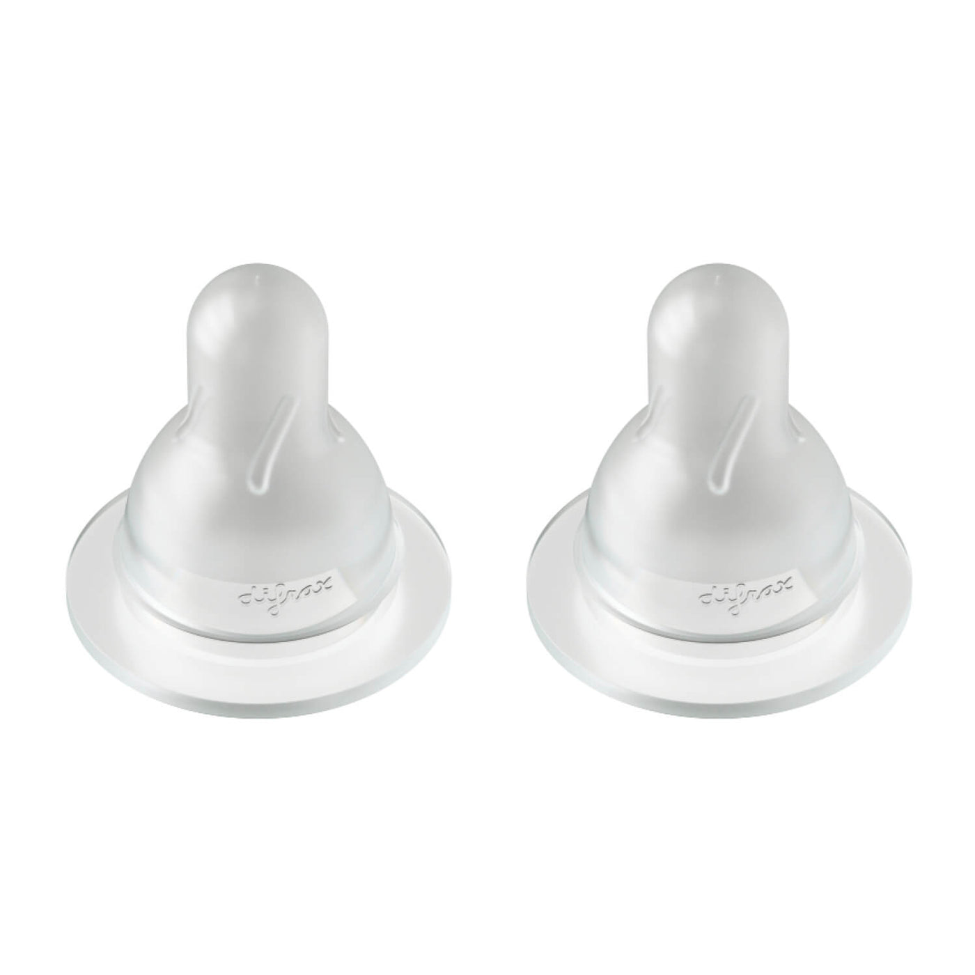 Twee Difrax Natural babyflesspenen maat M – anatomische siliconen spenen voor natuurlijk drinkcomfort
