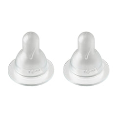 Twee Difrax Natural babyflesspenen maat M – anatomische siliconen spenen voor natuurlijk drinkcomfort