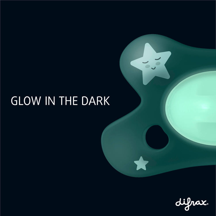 Difrax glow-in-the-dark fopspeen voor newborn lichtgevend in het donker met ster-dessin