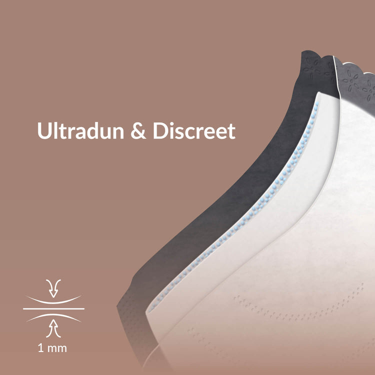 Difrax LOVI zoogcompres met een ultradun profiel van 1 mm en de tekst “Ultradun & Discreet”.
