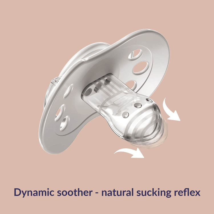 Difrax LOVI Blossom Dynamische fopspeen 18+ maanden, siliconen, klein schildje, Glow in the Dark-ring, BPA-vrij, dynamische fopspeen - natuurlijke zuigreflex
