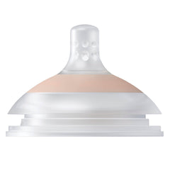 Mammafeel flessenspeen uit de Difrax LOVI Deluxe Babyset Nude – zacht siliconen zuiggedeelte voor natuurlijk en comfortabel voeden, inclusief sterilisatiebox.