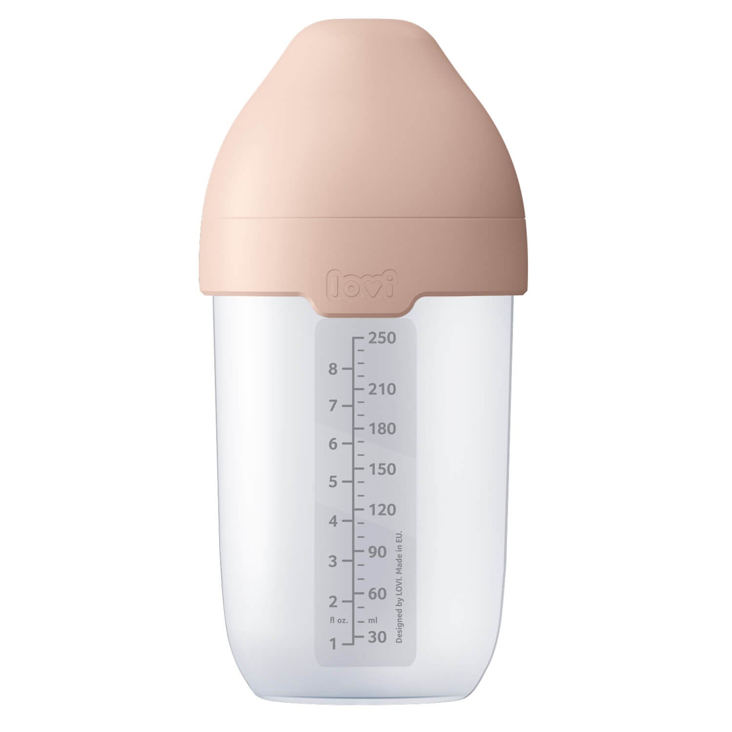 Difrax LOVI Mammafeel fles 250 ml uit de Deluxe Babyset Pistachio – zacht siliconen zuiggedeelte voor natuurlijk en comfortabel voeden.