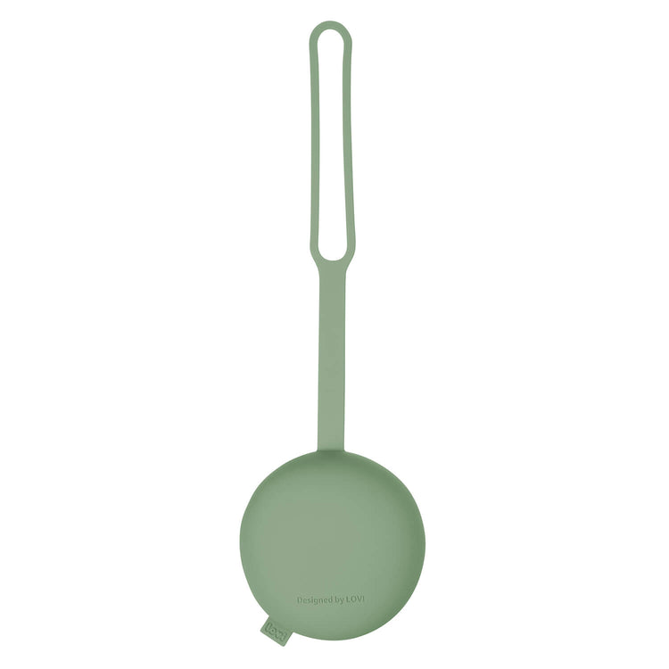 Siliconen fopspeenhouder in Pistachio uit de Difrax LOVI Deluxe Babyset – houdt fopspenen schoon en binnen handbereik, eenvoudig te bevestigen aan tas, kinderwagen of autostoel.