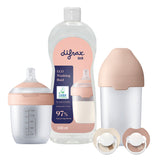 Difrax LOVI Newborn Starterset met grote en kleine Mammafeel-fles, twee spenen en ecologisch afwasmiddel 500 ml
