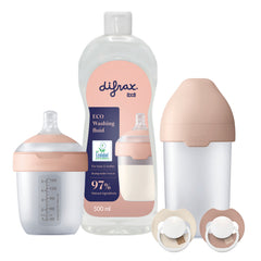Difrax LOVI Newborn Starterset met grote en kleine Mammafeel-fles, twee spenen en ecologisch afwasmiddel 500 ml