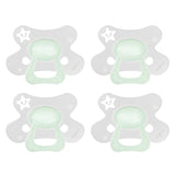 Set van 4 Difrax Natural fopspenen 12+ maanden Glow in the Dark met vlindervormig schildje, huidvriendelijk en makkelijk te accepteren
