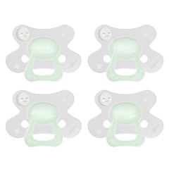Set van 4 Difrax Natural fopspenen 18+ maanden Glow in the Dark met vlindervormig schildje voor optimale luchttoevoer en huidvriendelijk ontwerp