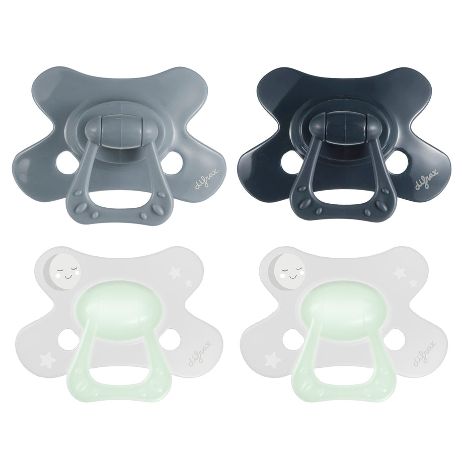 Fopspeen Natural 18M+ Pure en Glow – Stone | Blackberry - 4 stuks