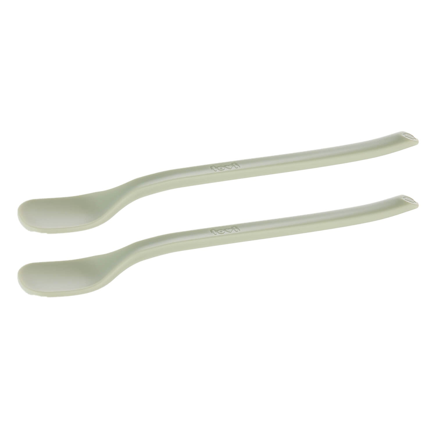 Twee eerste voedingslepels voor baby’s in pistachekleur, set van 2 stuks, zijkant