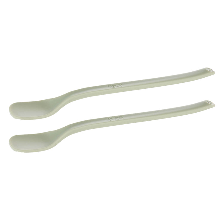 Twee eerste voedingslepels voor baby’s in pistachekleur, set van 2 stuks, zijkant