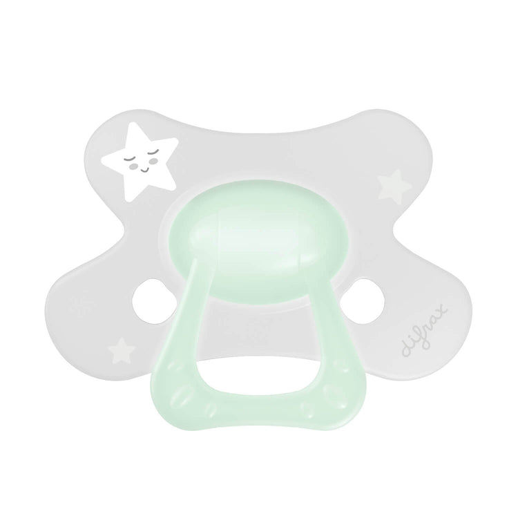 Difrax Dental fopspeen 12+ Glow in the Dark in het licht