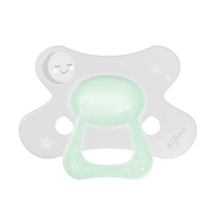 Difrax Glow in the Dark Natural fopspeen 18+ maanden met Maan en sterren printje
