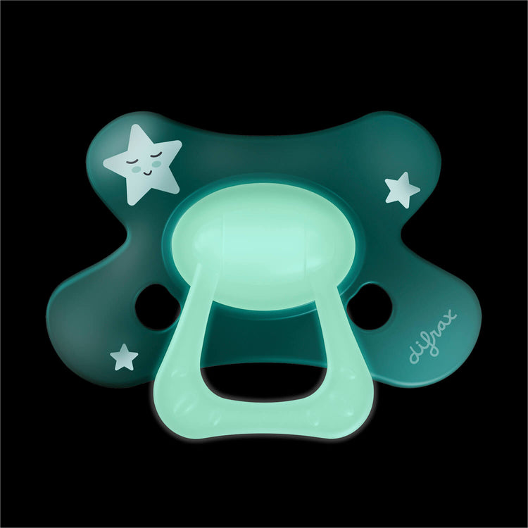 Difrax Glow in the dark fopspeen natural 12+ maanden geeft licht