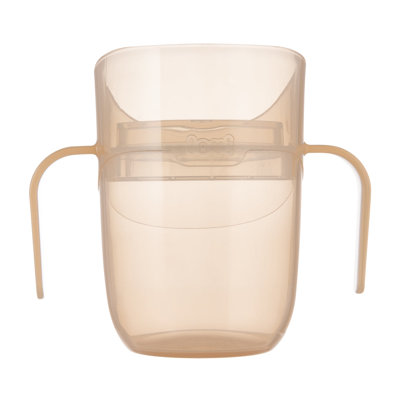 Difrax LOVI 360 graden oefenbeker in helder design met afsluitdop, ergonomisch model geschikt voor jonge kinderen vanaf 6 maanden.