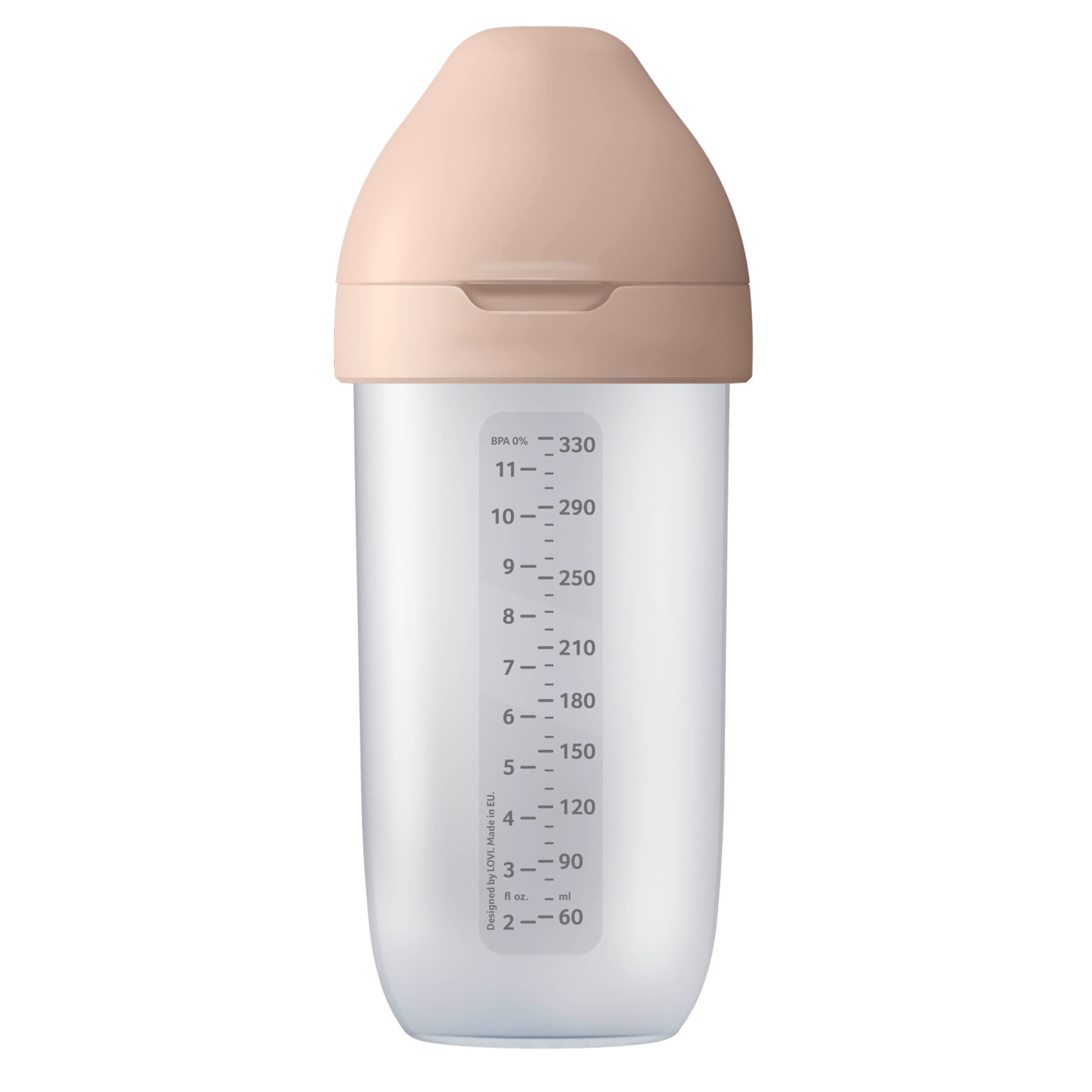 Mammafeel babyfles 330 ml met dop, grote inhoud voor oudere baby’s en peuters, ergonomische fles met anti-colic speen