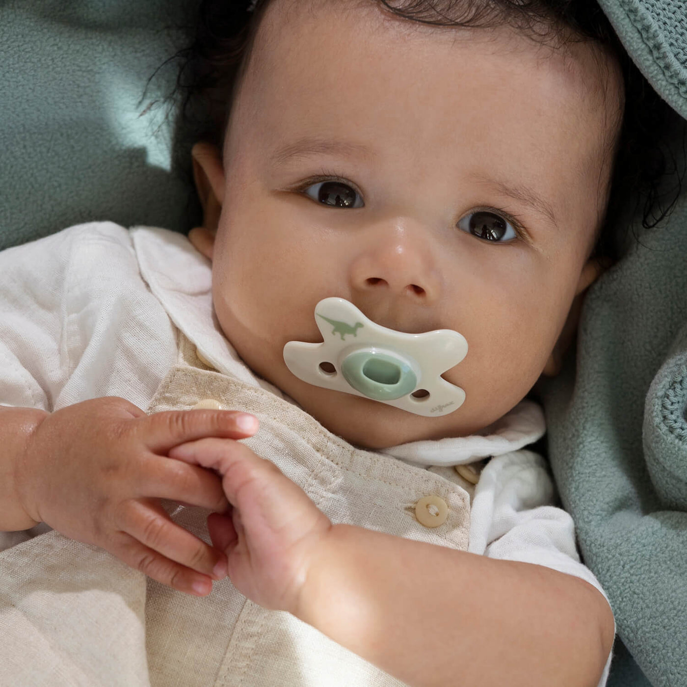 Little Venture Natural fopspeen Little Green Dino met Baby