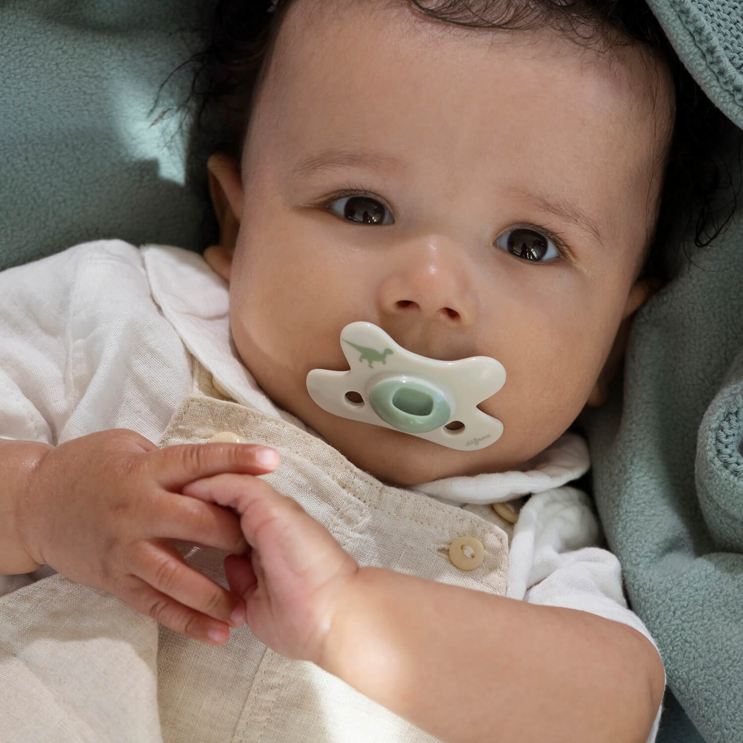 Little Venture Natural fopspeen Little Green Dino met Baby
