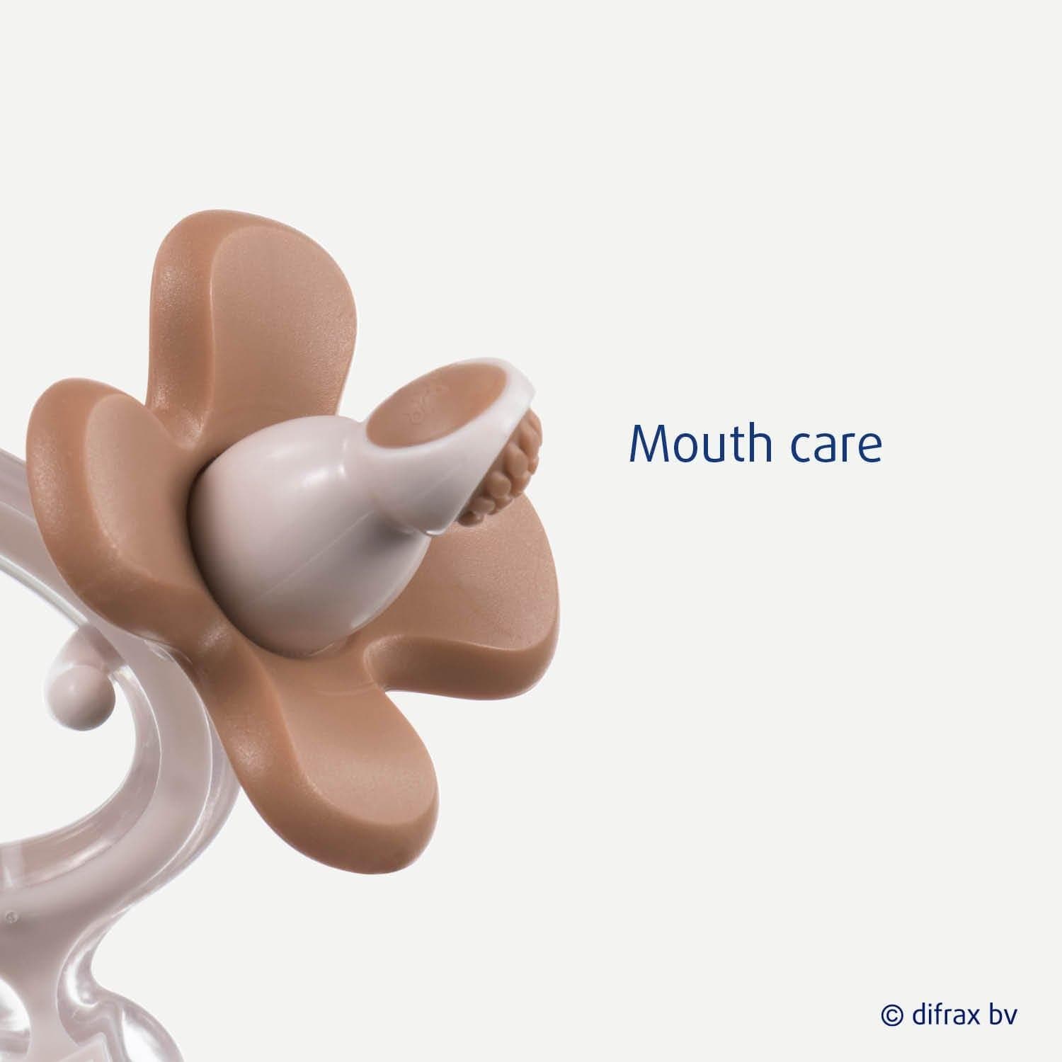 Mouth care with the crown teething ring