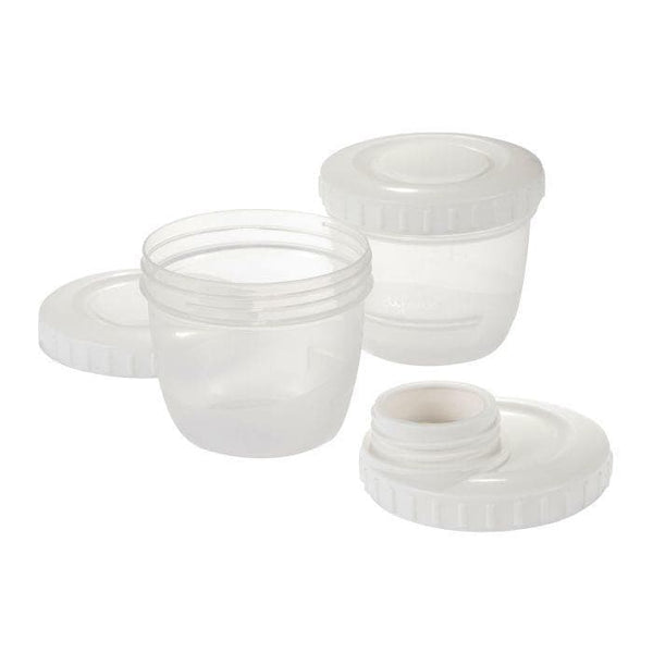 Breast pump connector incl. baby milk storage containers