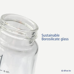 Glazen S-babyfles Wide 200 ml - Wit - Difrax